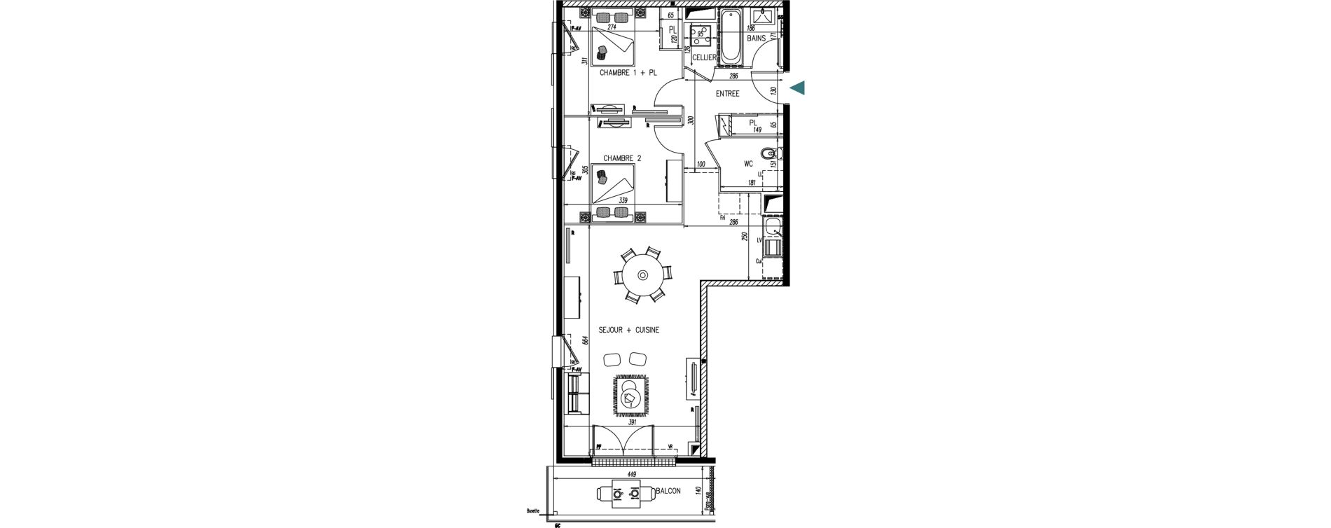 Appartement T3 de 66,80 m2 &agrave; Saint-Vincent-De-Paul Centre