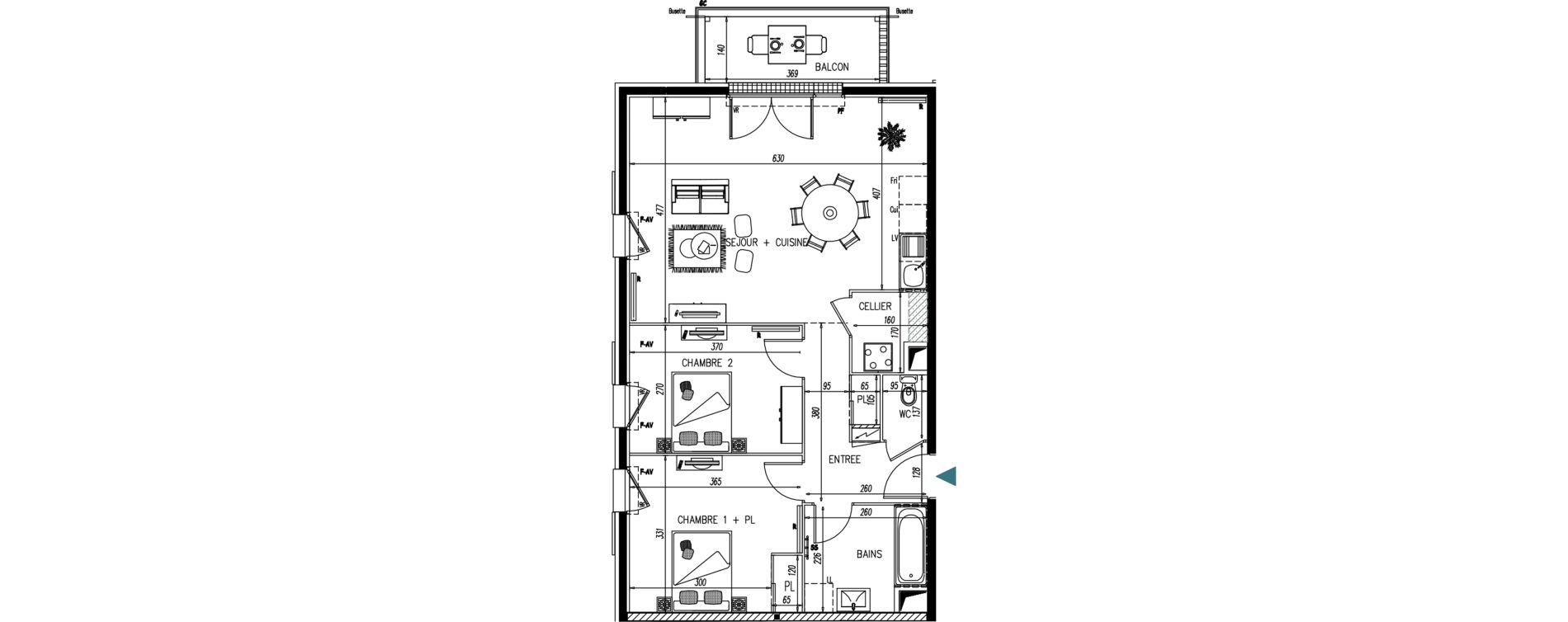 Appartement T3 de 66,40 m2 &agrave; Saint-Vincent-De-Paul Centre