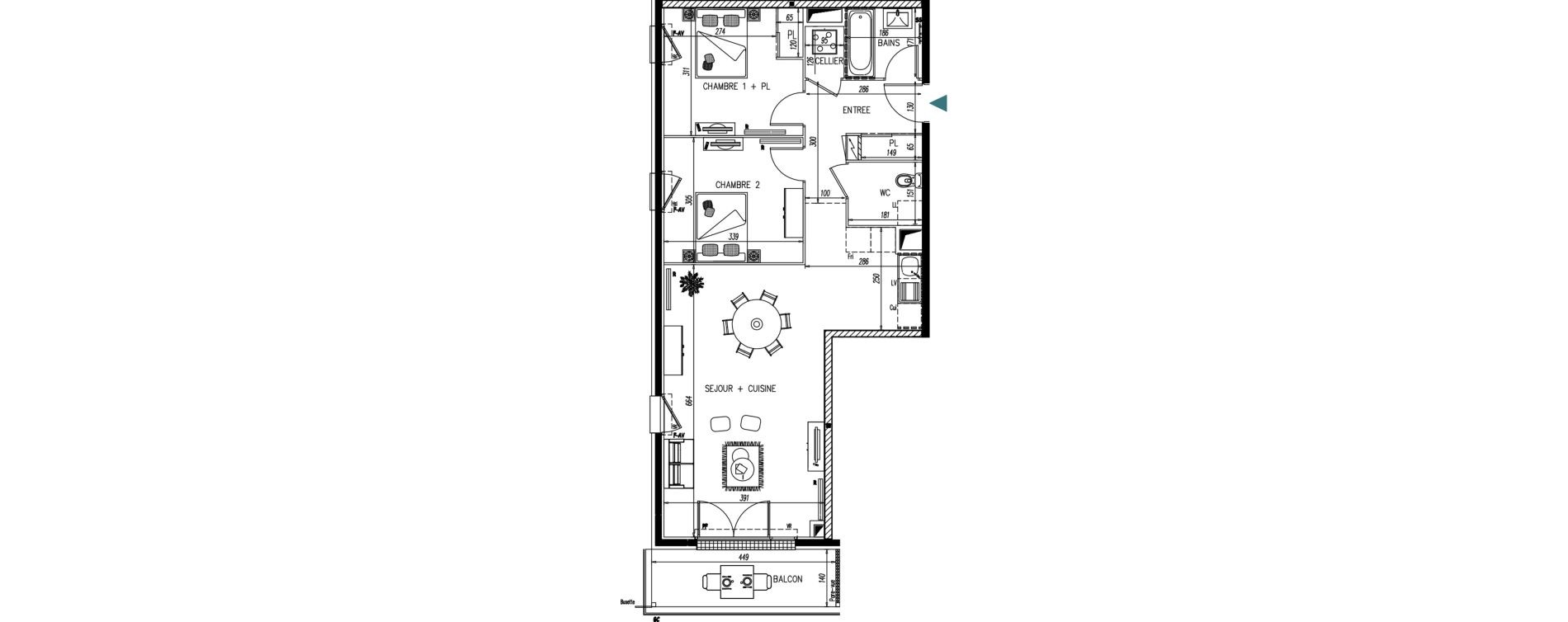 Appartement T3 de 66,80 m2 &agrave; Saint-Vincent-De-Paul Centre