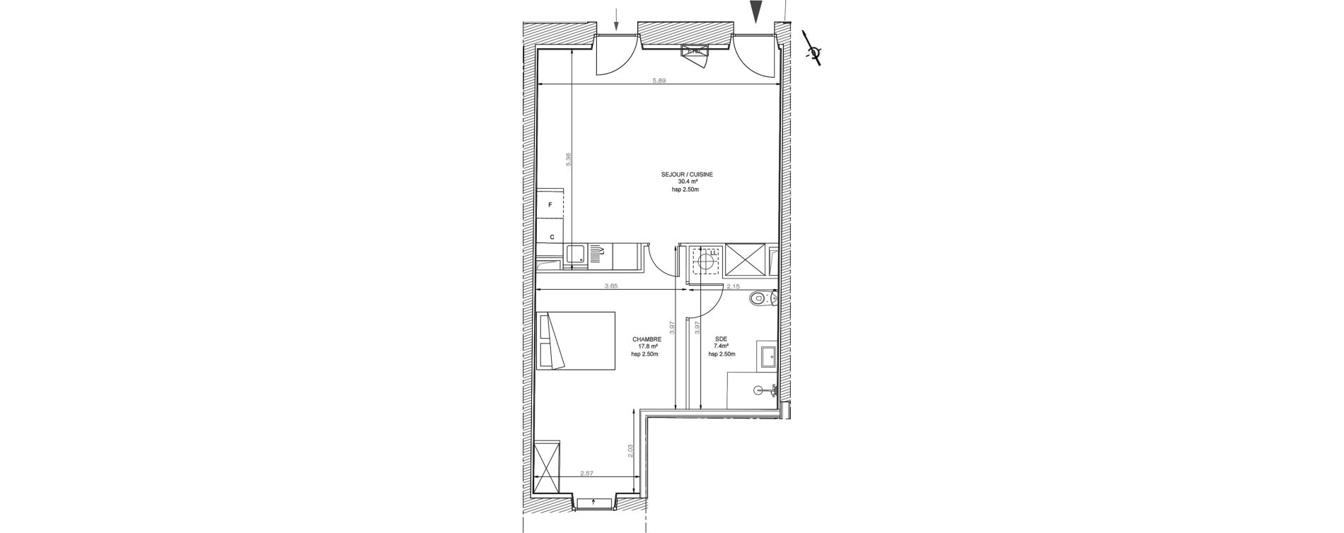 Appartement T2 de 55,60 m2 à Sainte-Eulalie Centre