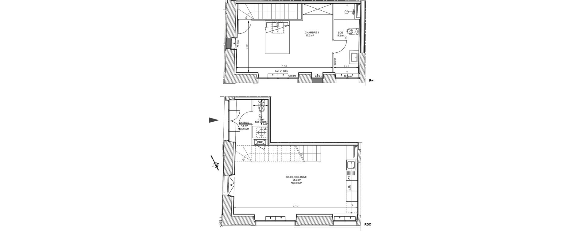 Duplex T2 de 53,70 m2 à Sainte-Eulalie Centre