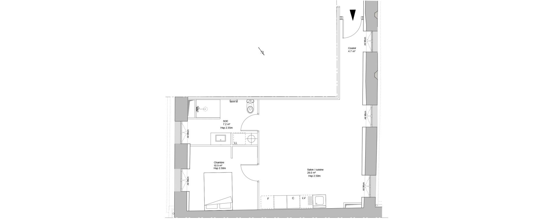 Appartement T2 de 50,80 m2 &agrave; Sainte-Eulalie Centre