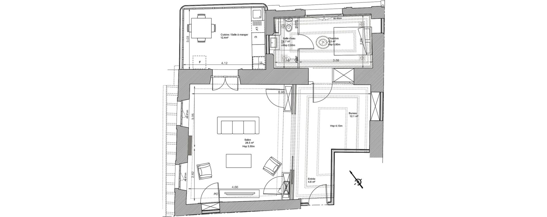 Appartement T2 de 69,80 m2 &agrave; Sainte-Eulalie Centre
