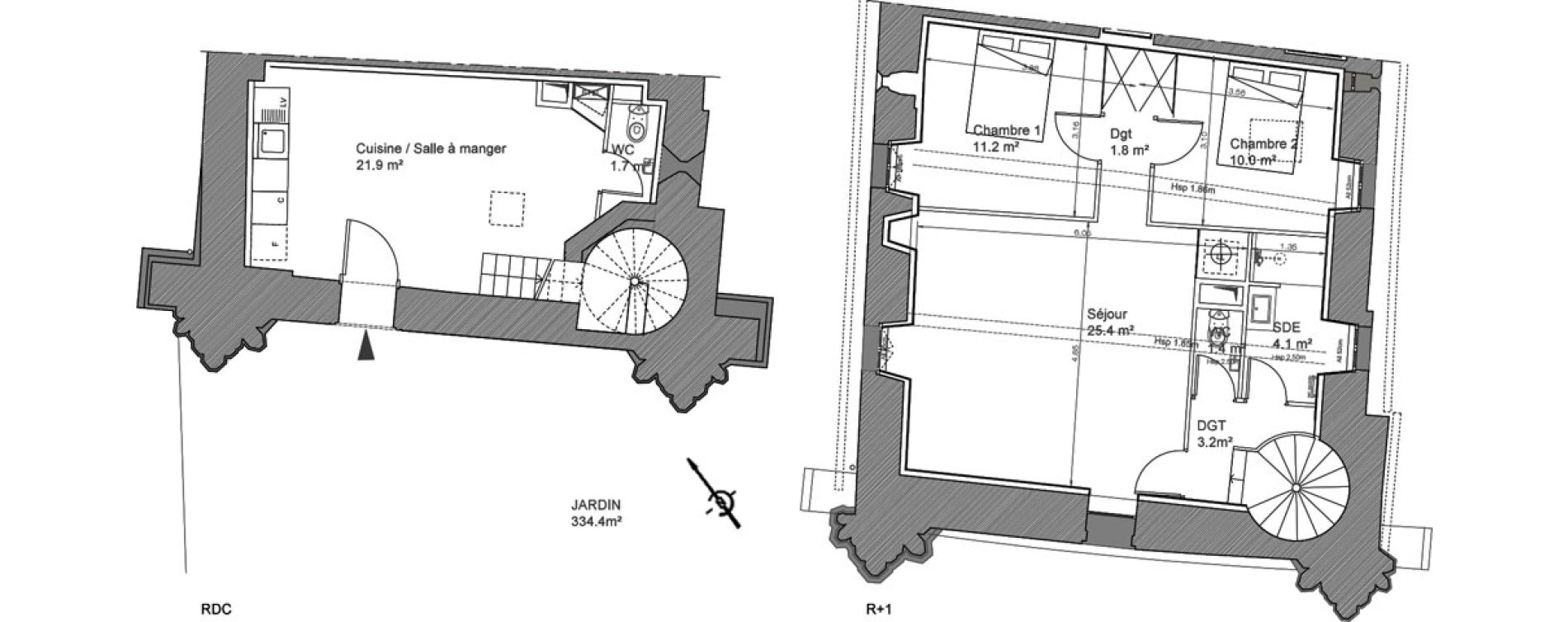 Duplex T3 de 80,70 m2 &agrave; Sainte-Eulalie Centre