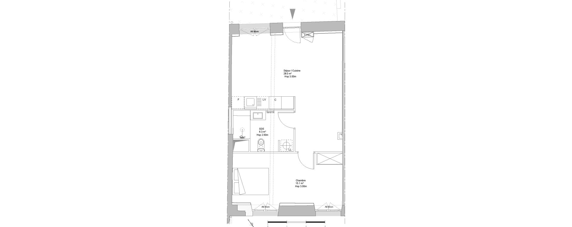 Appartement T2 de 49,40 m2 &agrave; Sainte-Eulalie Centre