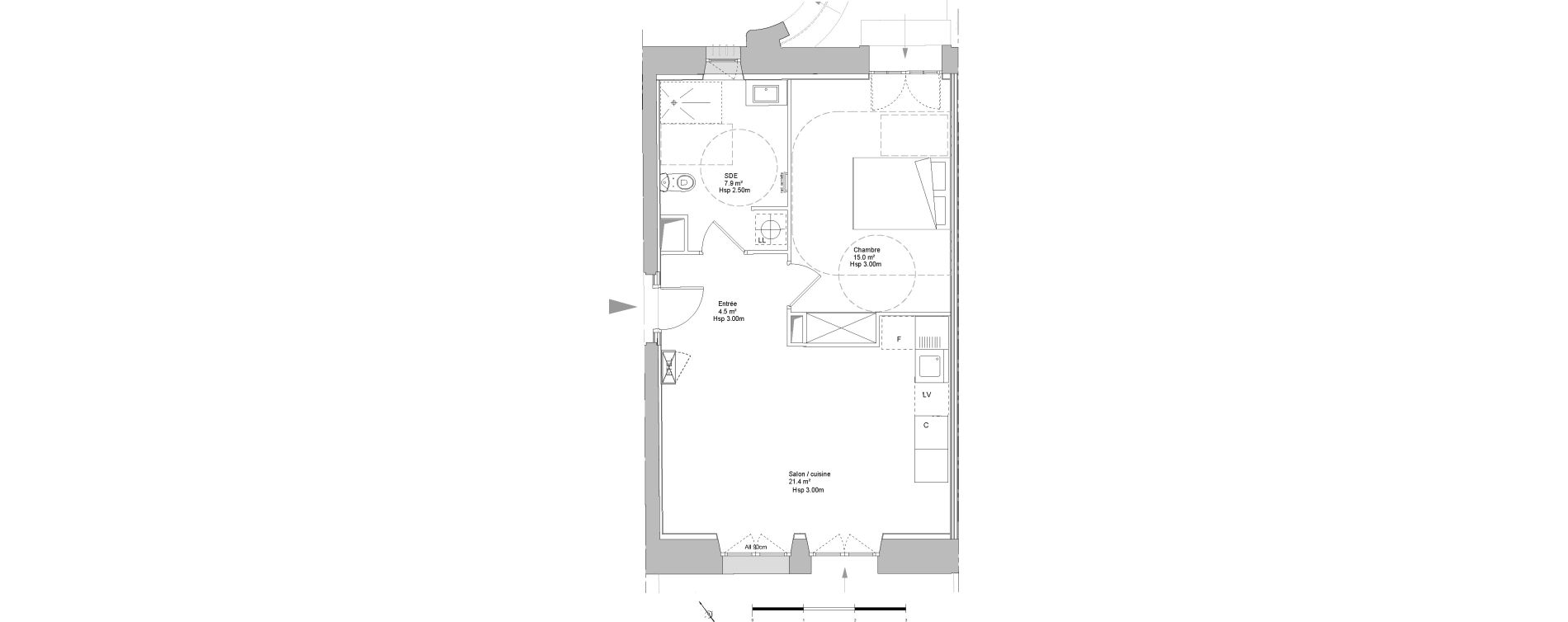 Appartement T2 de 48,80 m2 &agrave; Sainte-Eulalie Centre