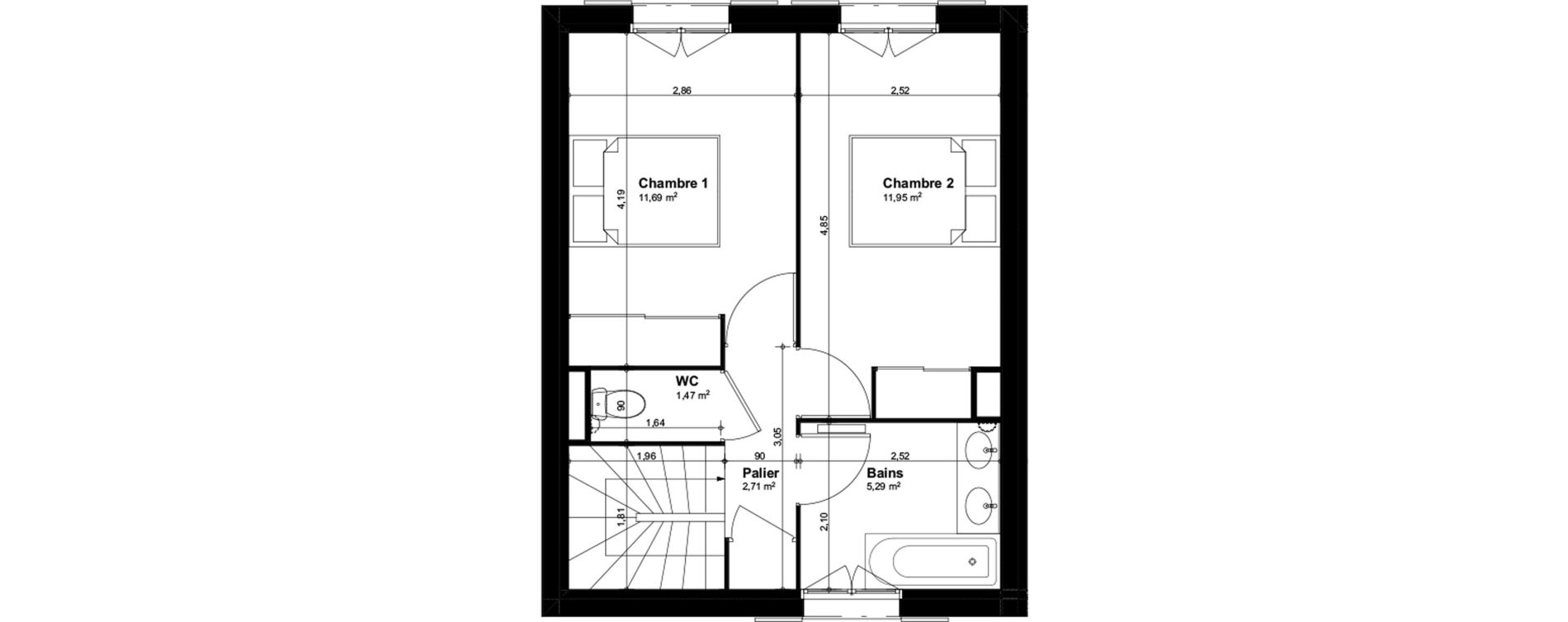 Maison T3 de 66,89 m2 &agrave; Salleb&oelig;uf Centre