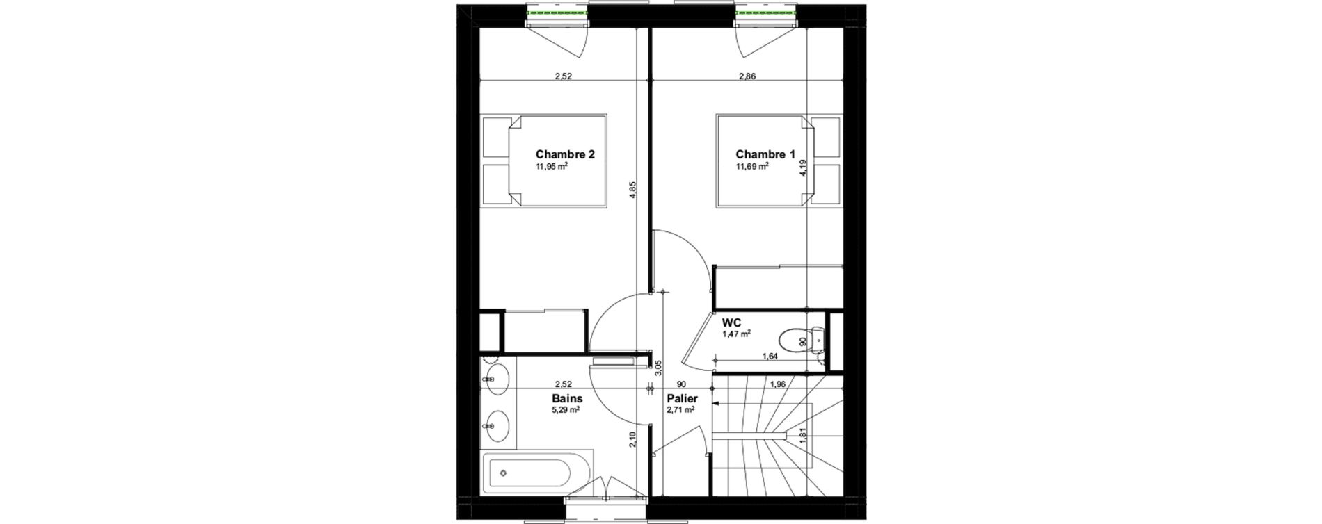 Maison T3 de 66,89 m2 &agrave; Salleb&oelig;uf Centre