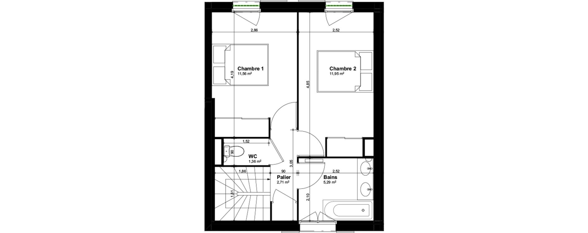 Maison T3 de 66,54 m2 &agrave; Salleb&oelig;uf Centre