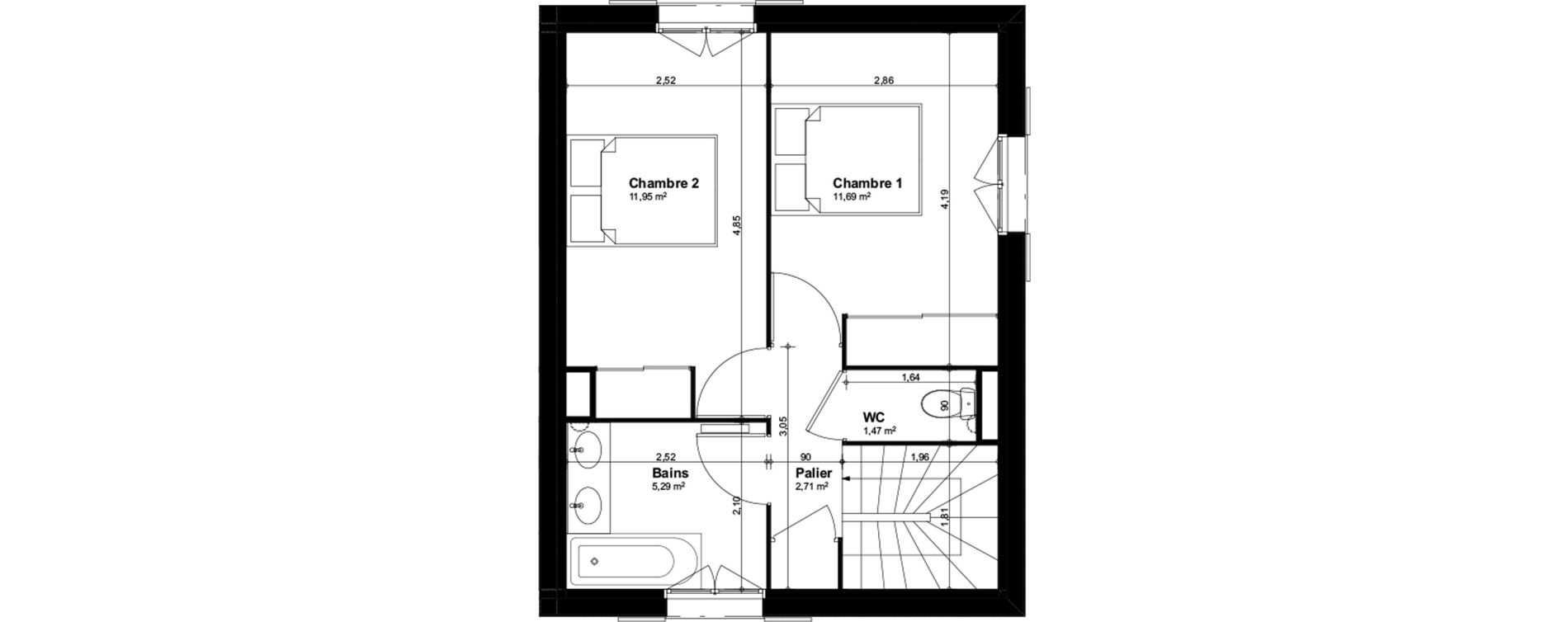 Maison T3 de 66,88 m2 &agrave; Salleb&oelig;uf Centre