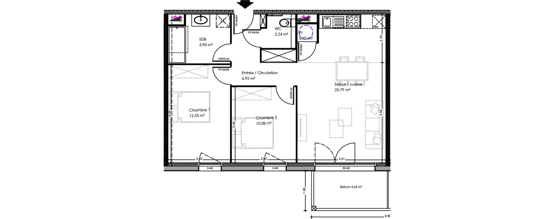 Appartement T3 de 64,20 m2 &agrave; Soulac-Sur-Mer Centre