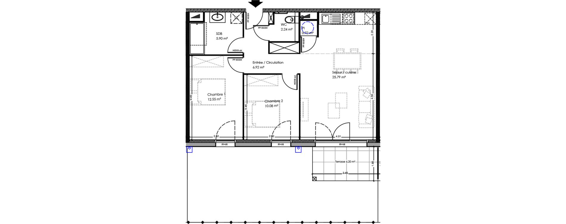 Appartement T3 de 64,20 m2 &agrave; Soulac-Sur-Mer Centre