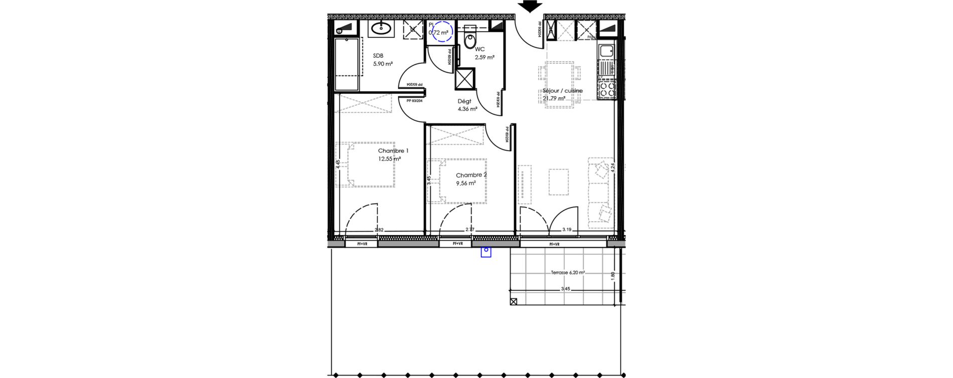 Appartement T3 de 57,47 m2 &agrave; Soulac-Sur-Mer Centre