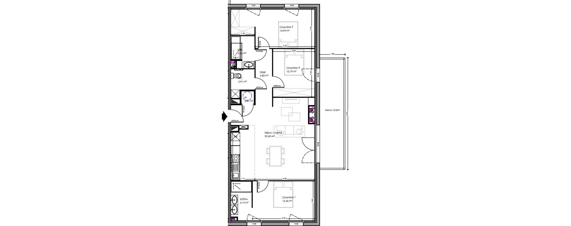 Appartement T4 de 86,58 m2 &agrave; Soulac-Sur-Mer Centre