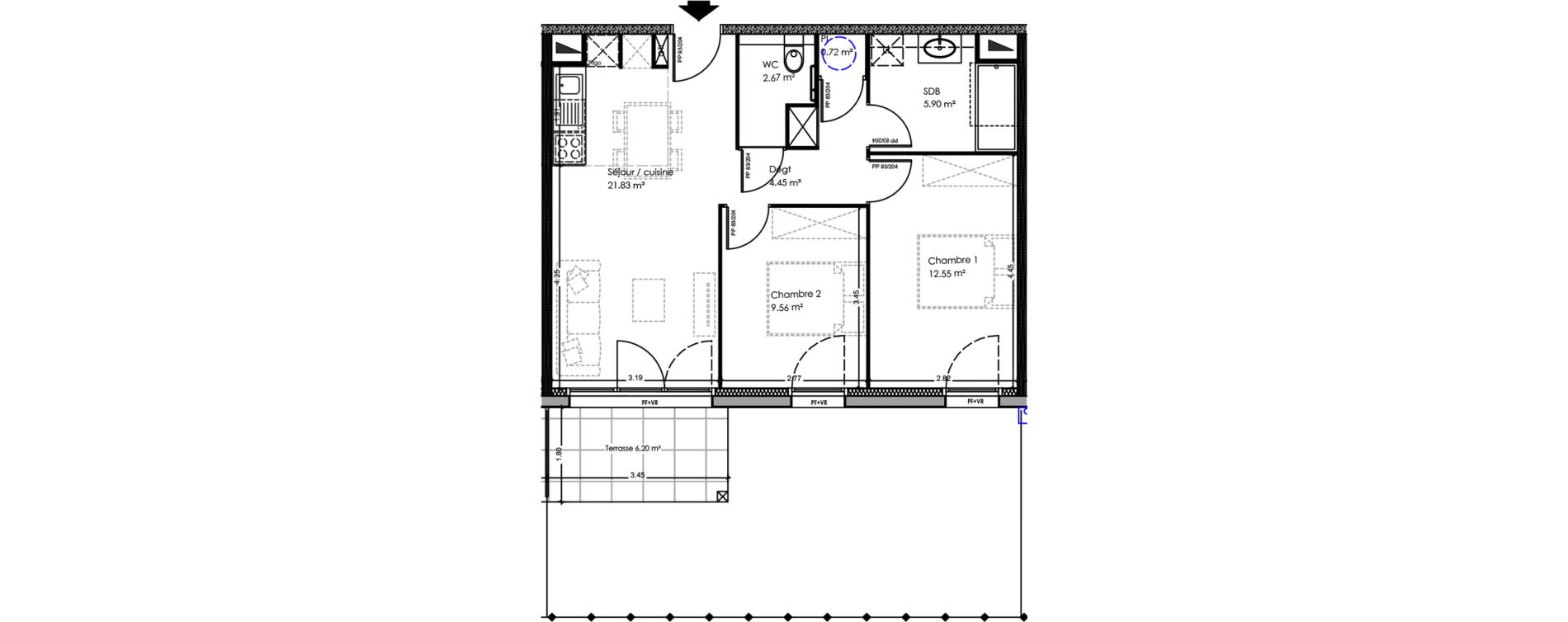 Appartement T3 de 57,68 m2 &agrave; Soulac-Sur-Mer Centre