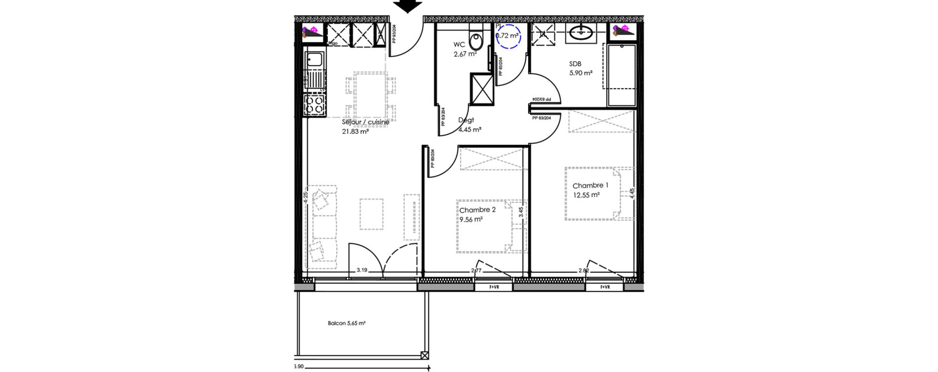 Appartement T3 de 57,68 m2 &agrave; Soulac-Sur-Mer Centre