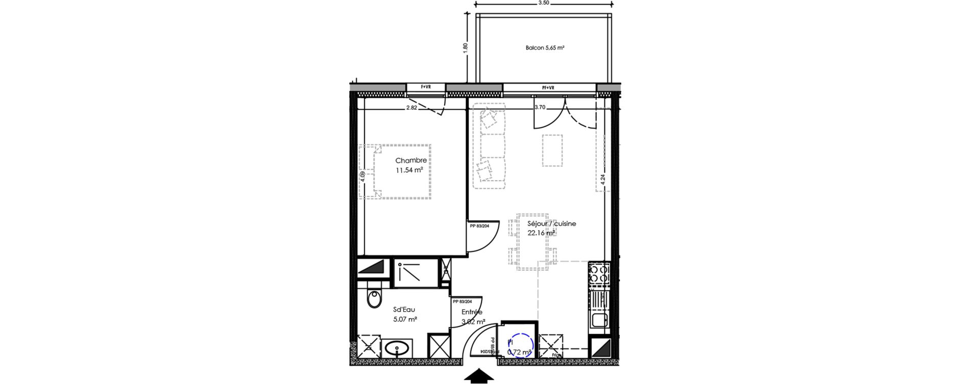 Appartement T2 de 42,51 m2 &agrave; Soulac-Sur-Mer Centre