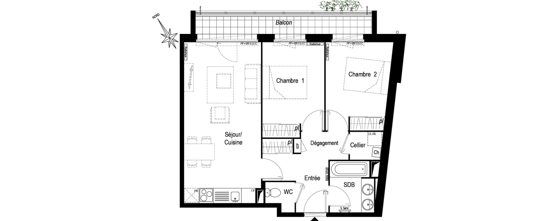 Appartement T3 de 60,00 m2 &agrave; Talence Lyc&eacute;e