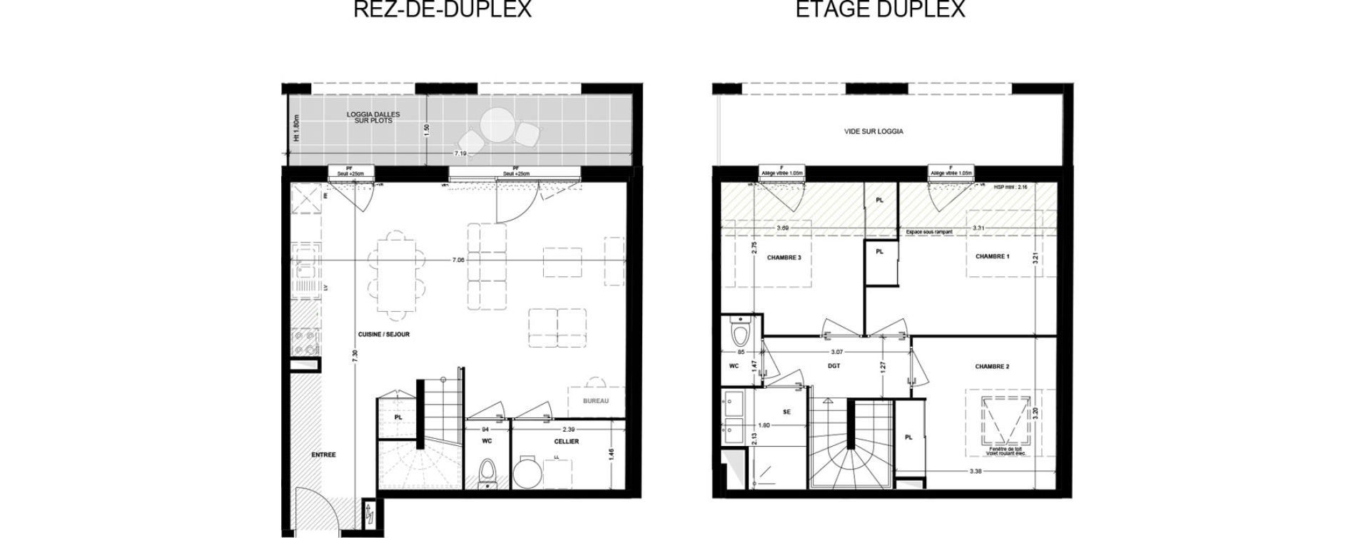 Duplex T4 de 83,50 m2 &agrave; Talence Saint-genes