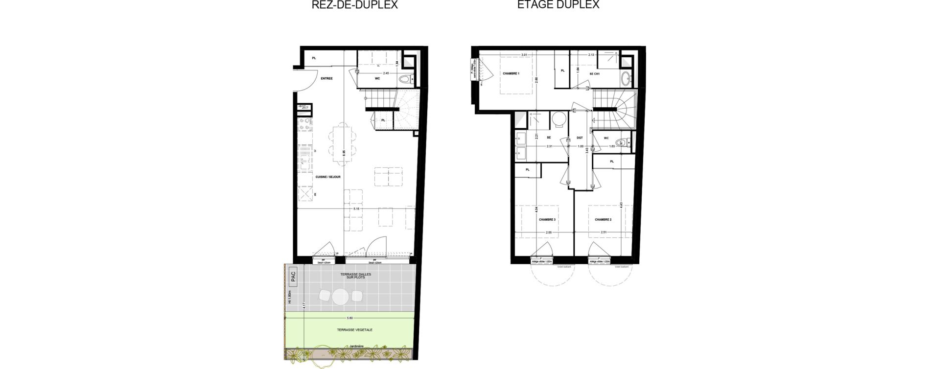 Duplex T4 de 86,29 m2 &agrave; Talence Saint-genes