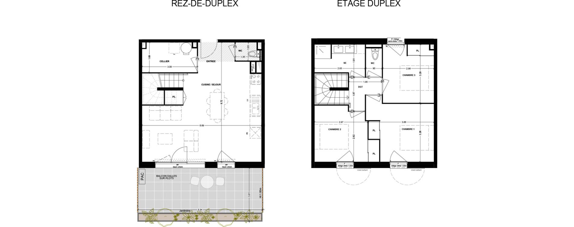 Duplex T4 de 79,17 m2 &agrave; Talence Saint-genes