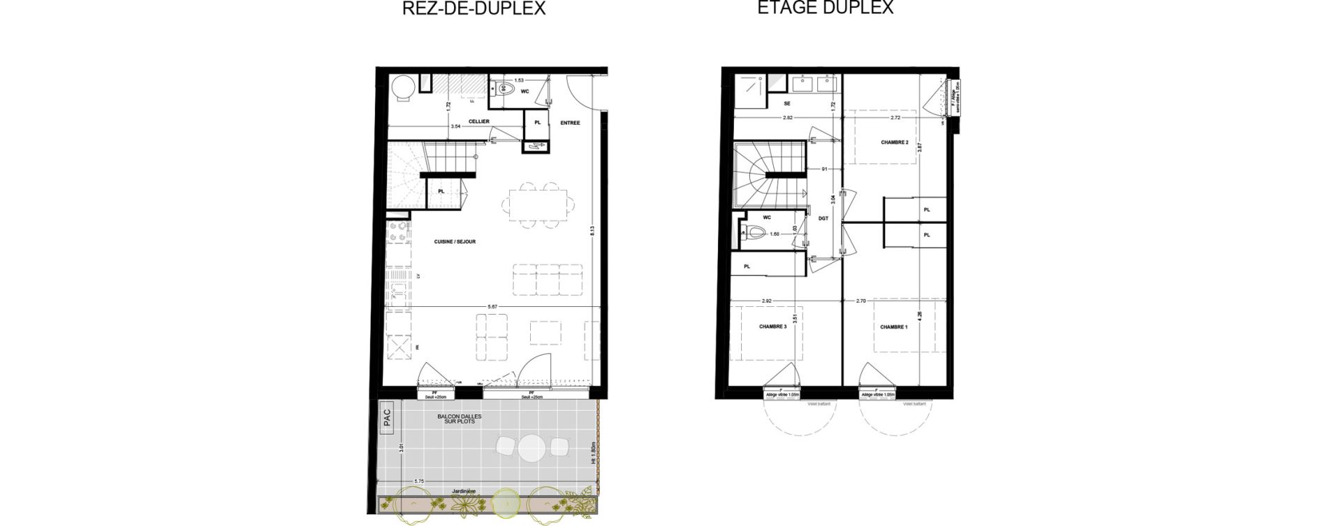 Duplex T4 de 82,77 m2 &agrave; Talence Saint-genes