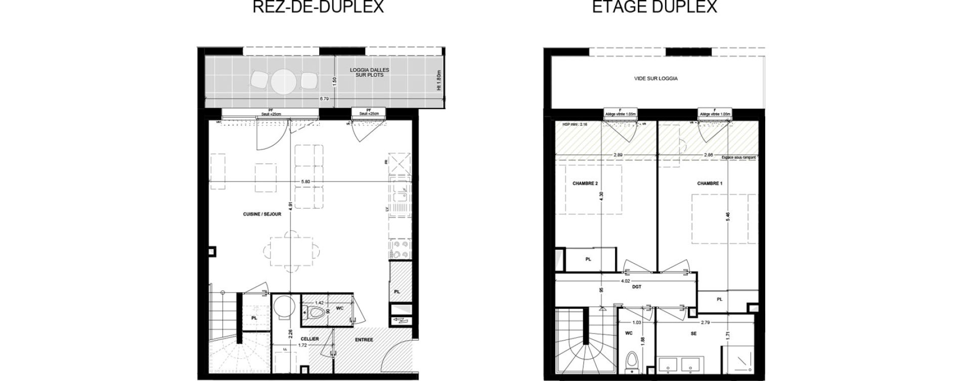 Duplex T3 de 74,53 m2 &agrave; Talence Saint-genes