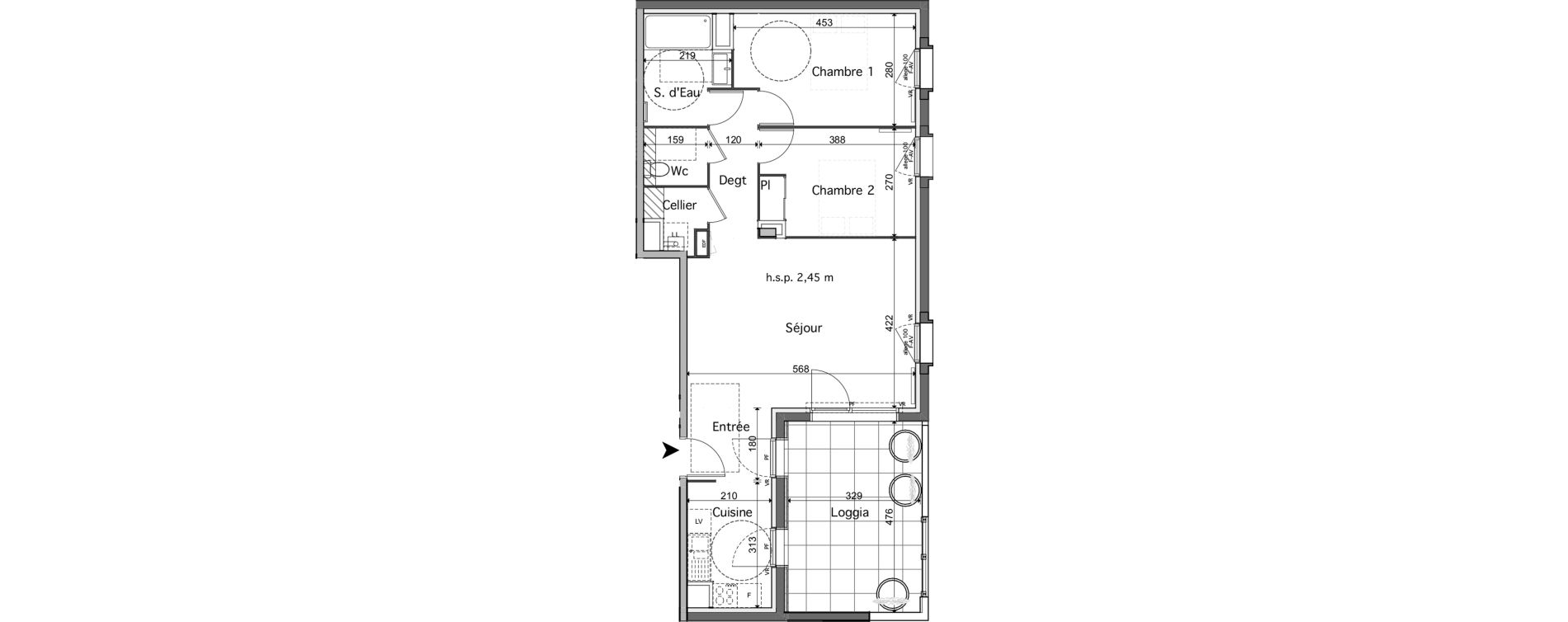 Appartement T3 de 69,74 m2 &agrave; Talence Lyc&eacute;e