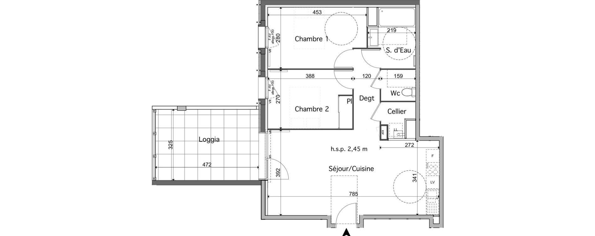 Appartement T3 de 66,16 m2 &agrave; Talence Lyc&eacute;e