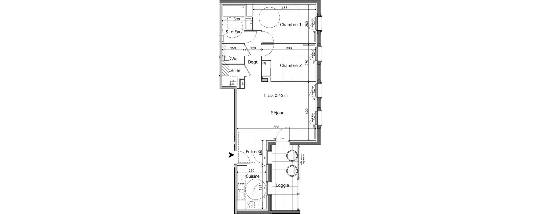 Appartement T3 de 69,74 m2 &agrave; Talence Lyc&eacute;e