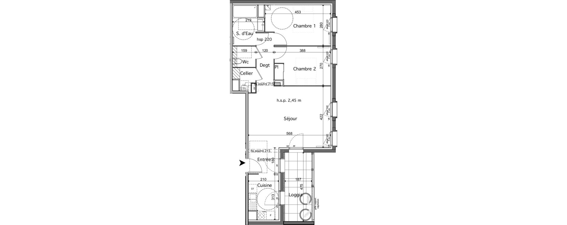 Appartement T3 de 69,73 m2 &agrave; Talence Lyc&eacute;e
