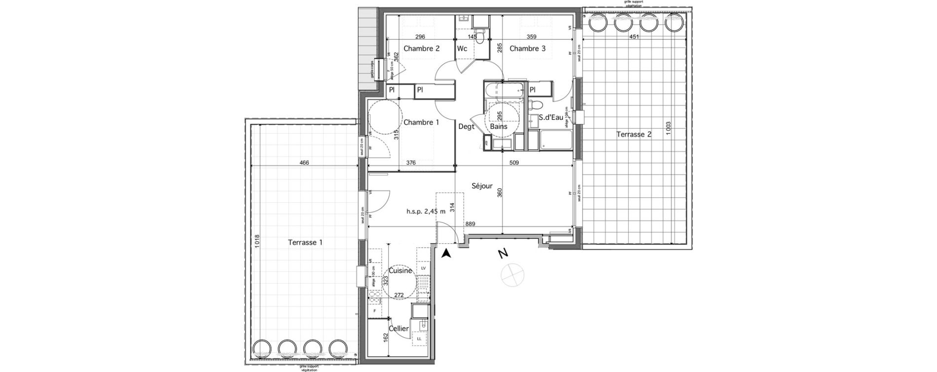 Appartement T4 de 92,47 m2 &agrave; Talence Lyc&eacute;e
