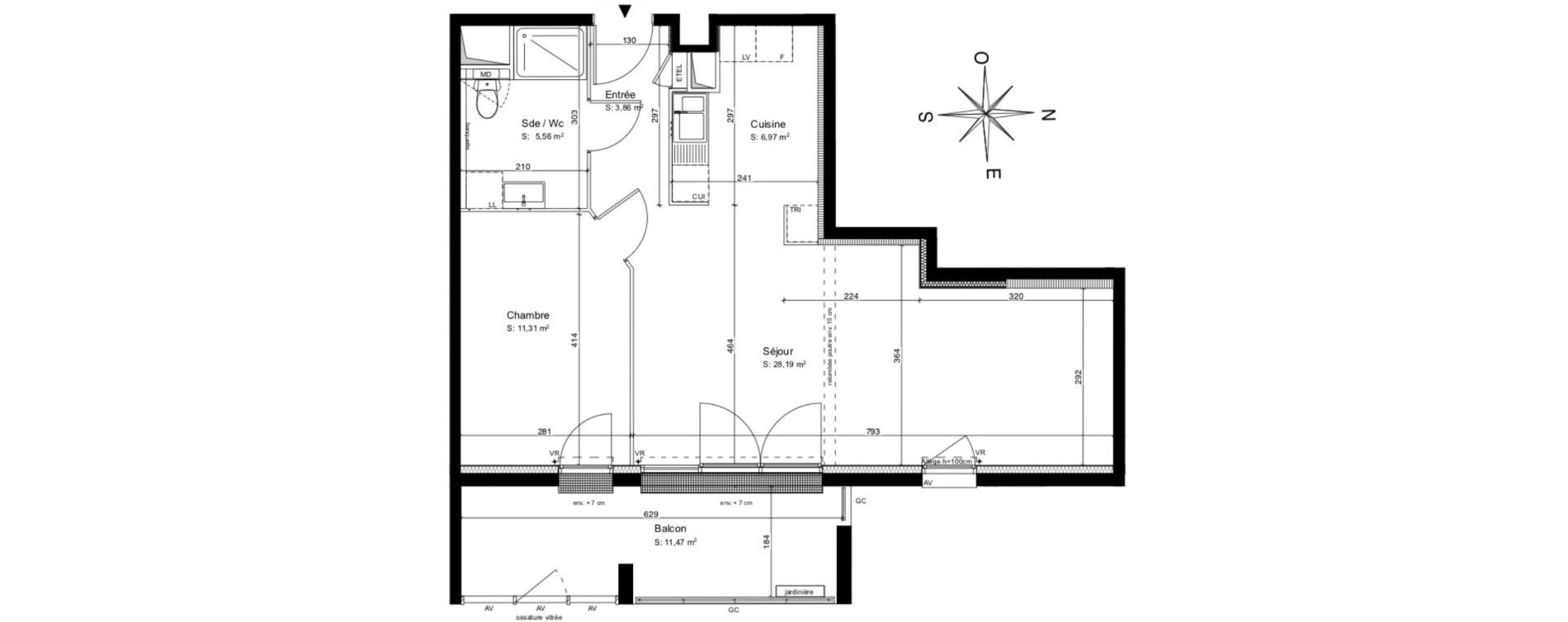 Appartement T2 de 55,89 m2 &agrave; Talence Medoquine