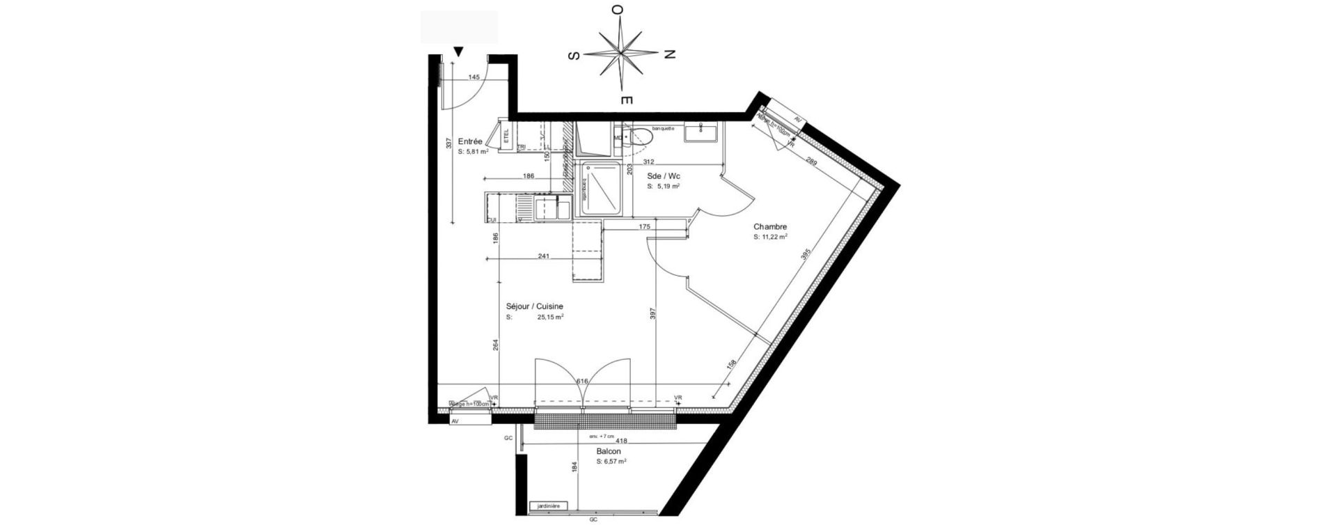 Appartement T2 de 47,37 m2 &agrave; Talence Medoquine