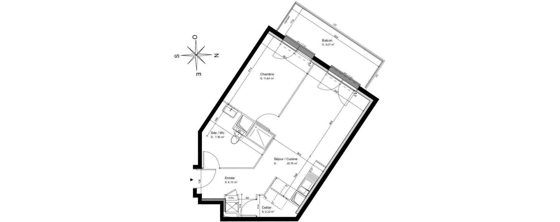 Appartement T2 de 48,70 m2 &agrave; Talence Medoquine