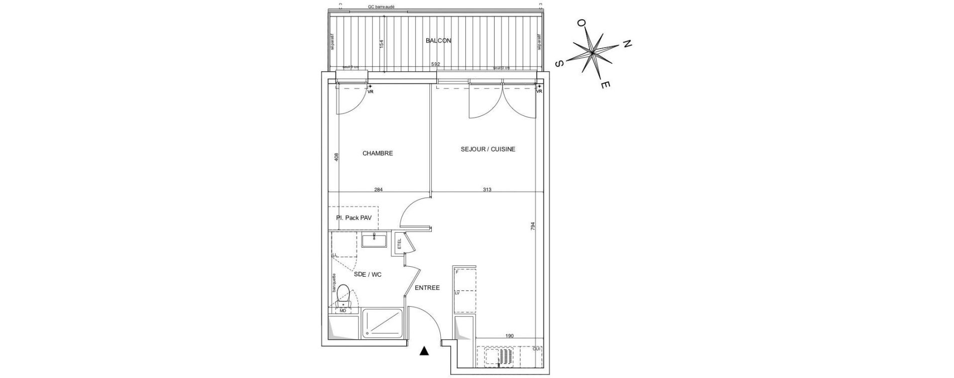 Appartement T2 de 42,42 m2 &agrave; Talence Bagatelle
