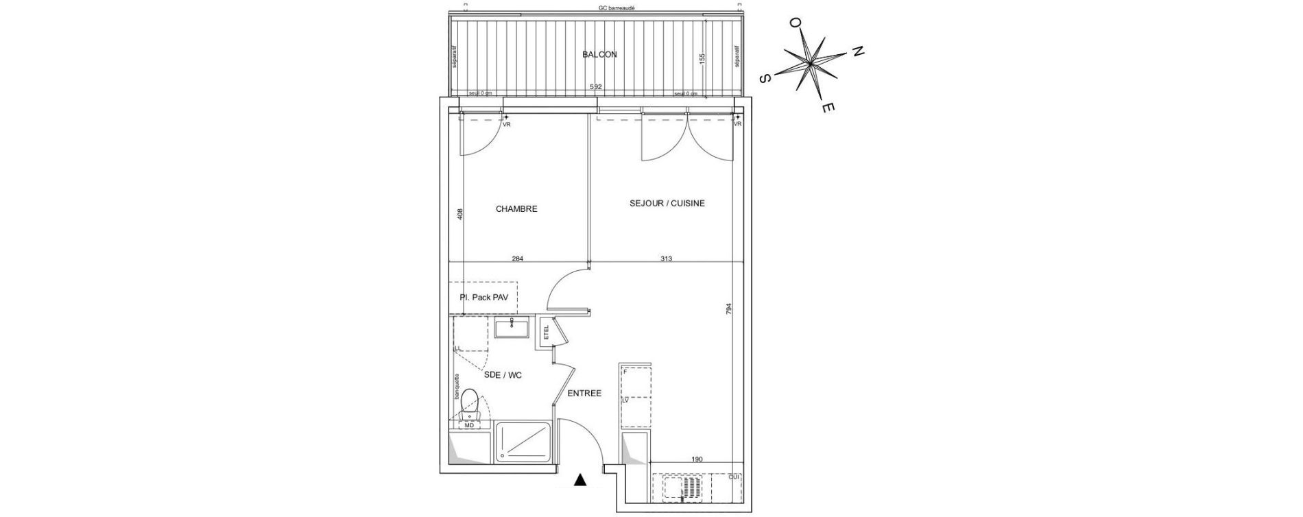 Appartement T2 de 42,41 m2 &agrave; Talence Bagatelle