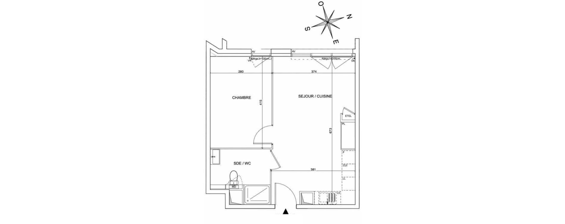 Appartement T2 de 41,73 m2 &agrave; Talence Bagatelle