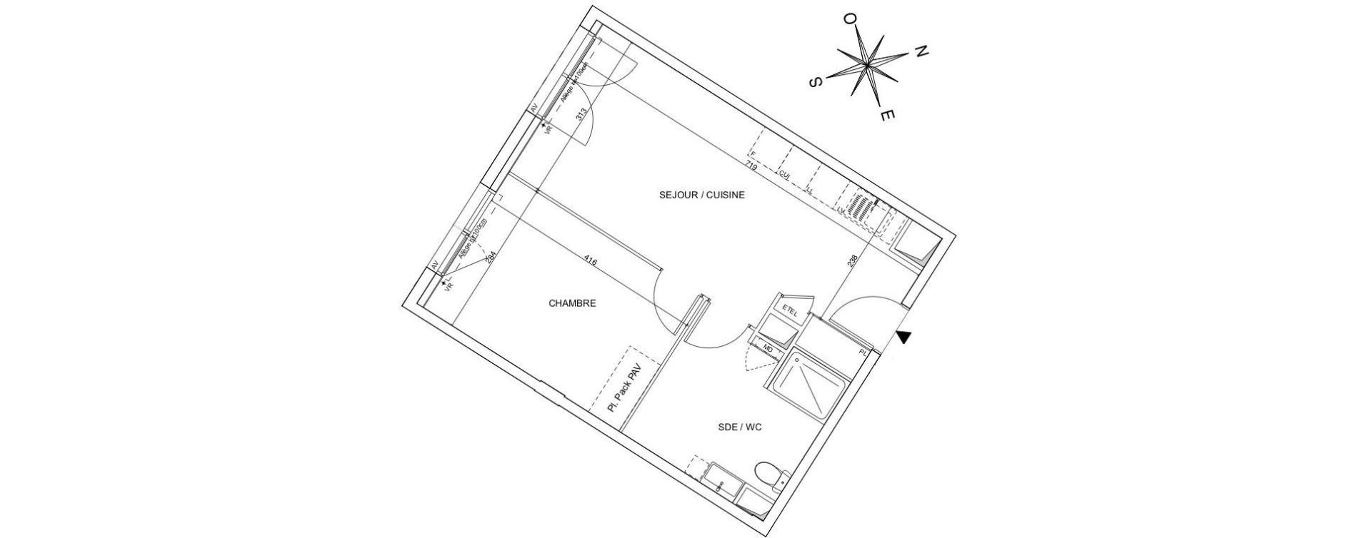 Appartement T2 de 41,23 m2 &agrave; Talence Bagatelle