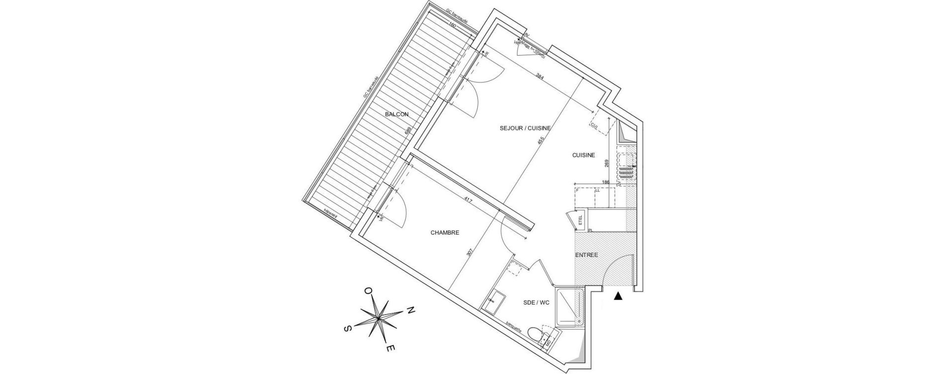 Appartement T2 de 47,30 m2 &agrave; Talence Bagatelle