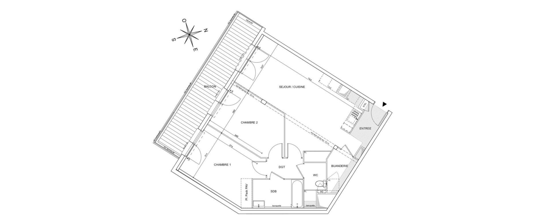 Appartement T3 de 72,63 m2 &agrave; Talence Bagatelle