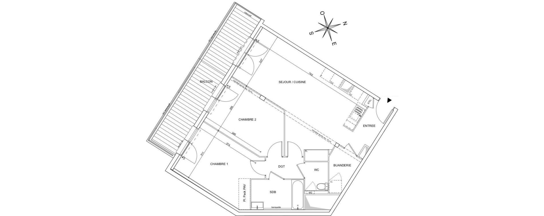 Appartement T3 de 72,25 m2 &agrave; Talence Bagatelle