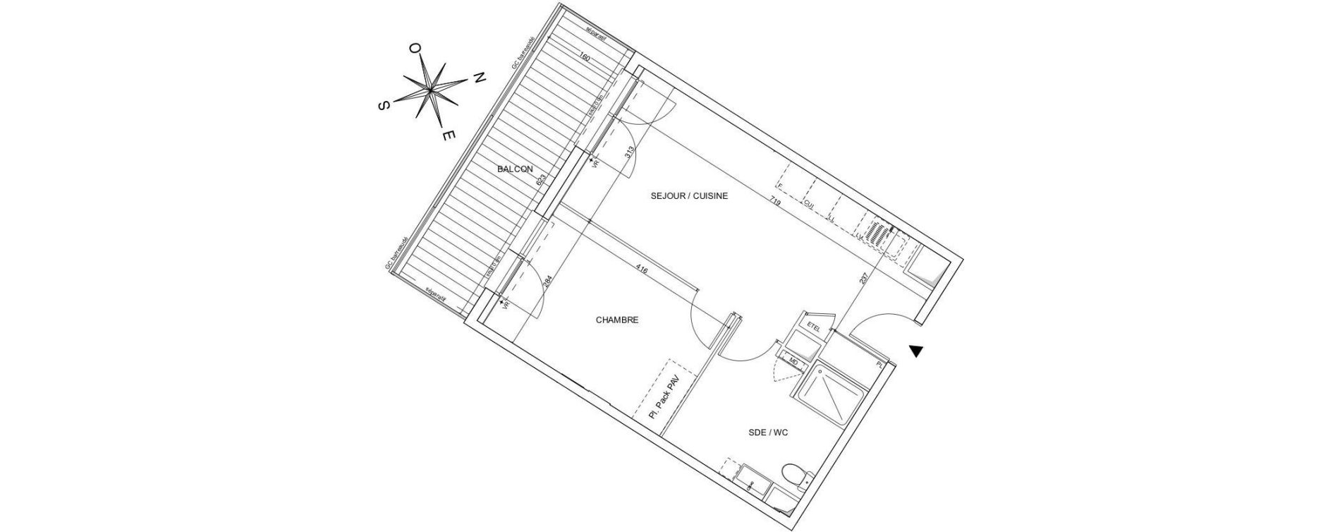 Appartement T2 de 41,25 m2 &agrave; Talence Bagatelle