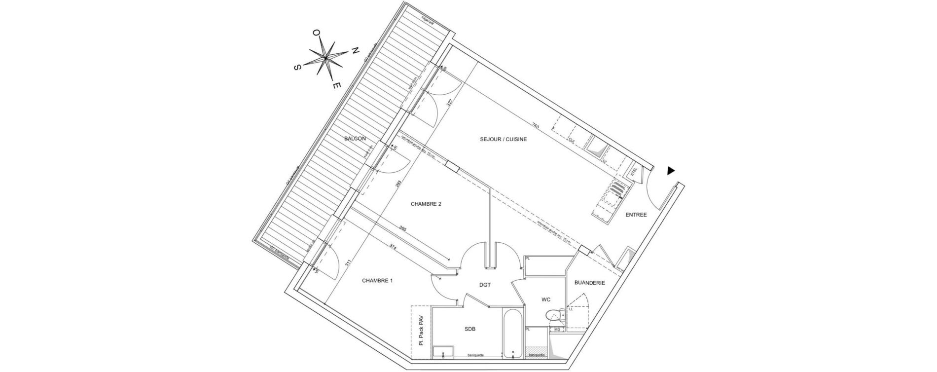 Appartement T3 de 72,50 m2 &agrave; Talence Bagatelle