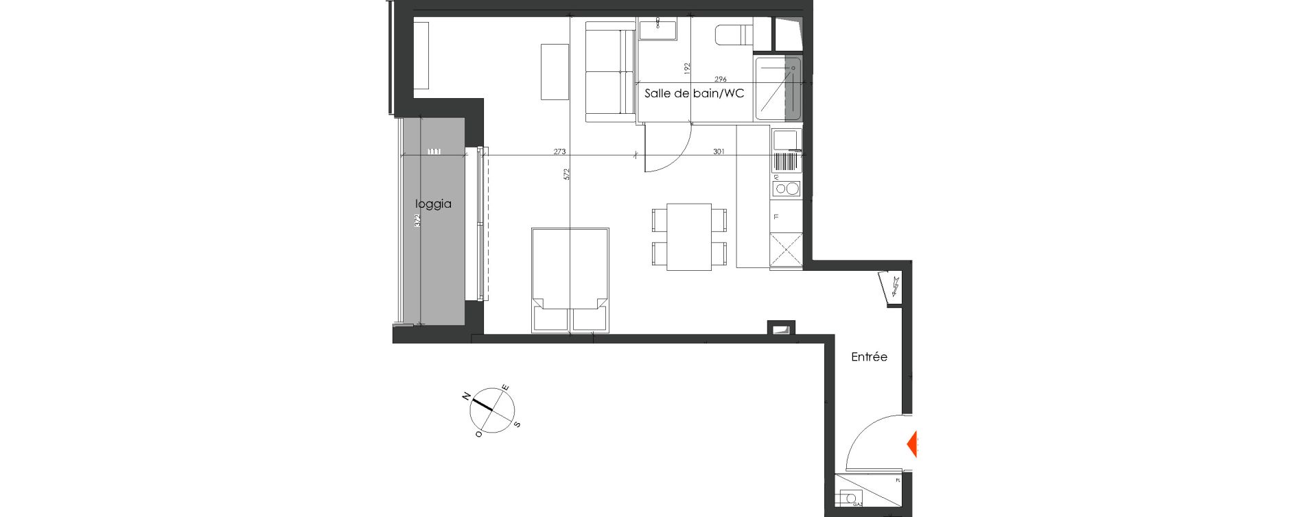 Appartement T1 de 39,30 m2 &agrave; Talence Medoquine