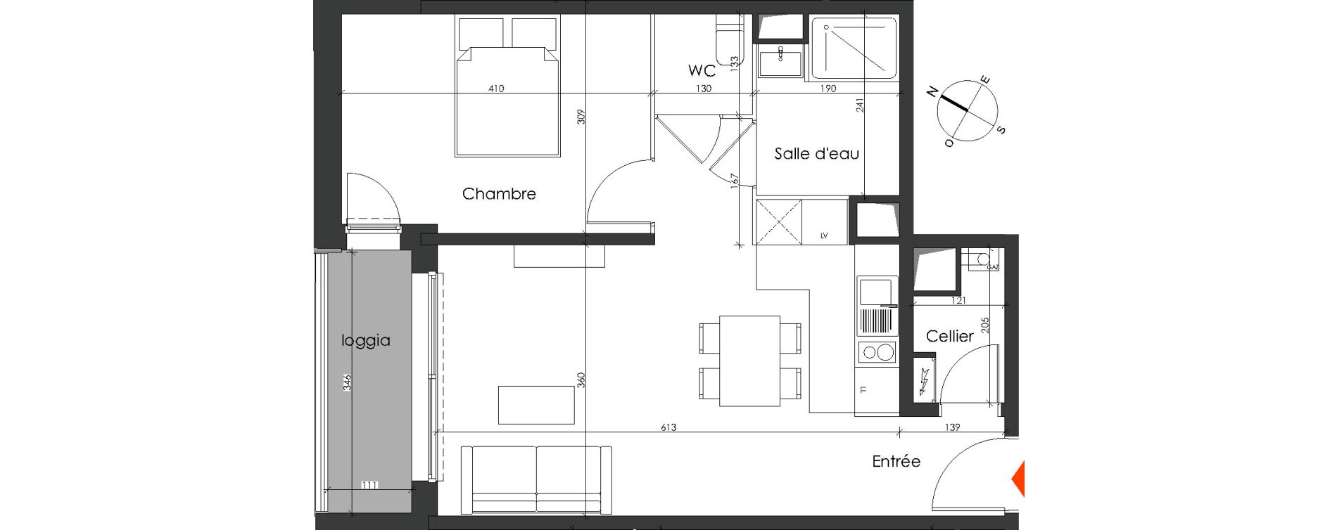 Appartement T2 de 46,47 m2 &agrave; Talence Medoquine