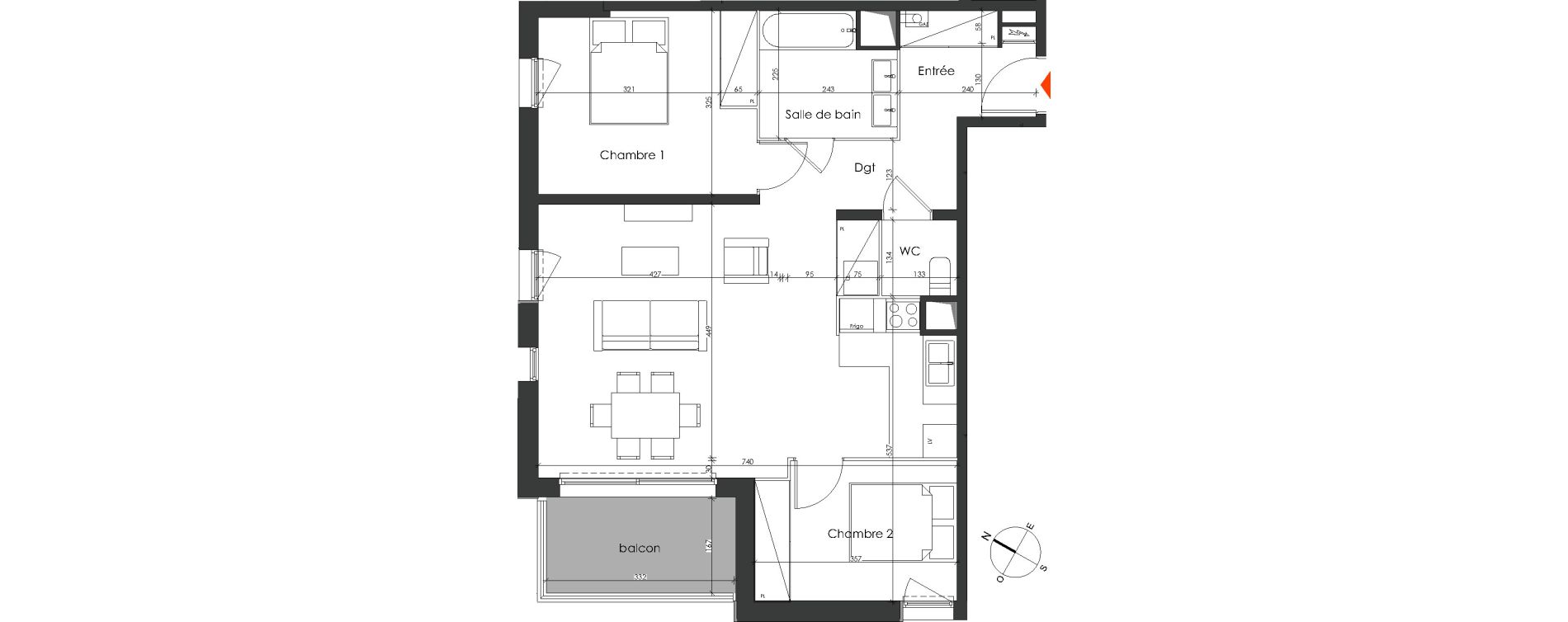 Appartement T3 de 68,55 m2 &agrave; Talence Medoquine