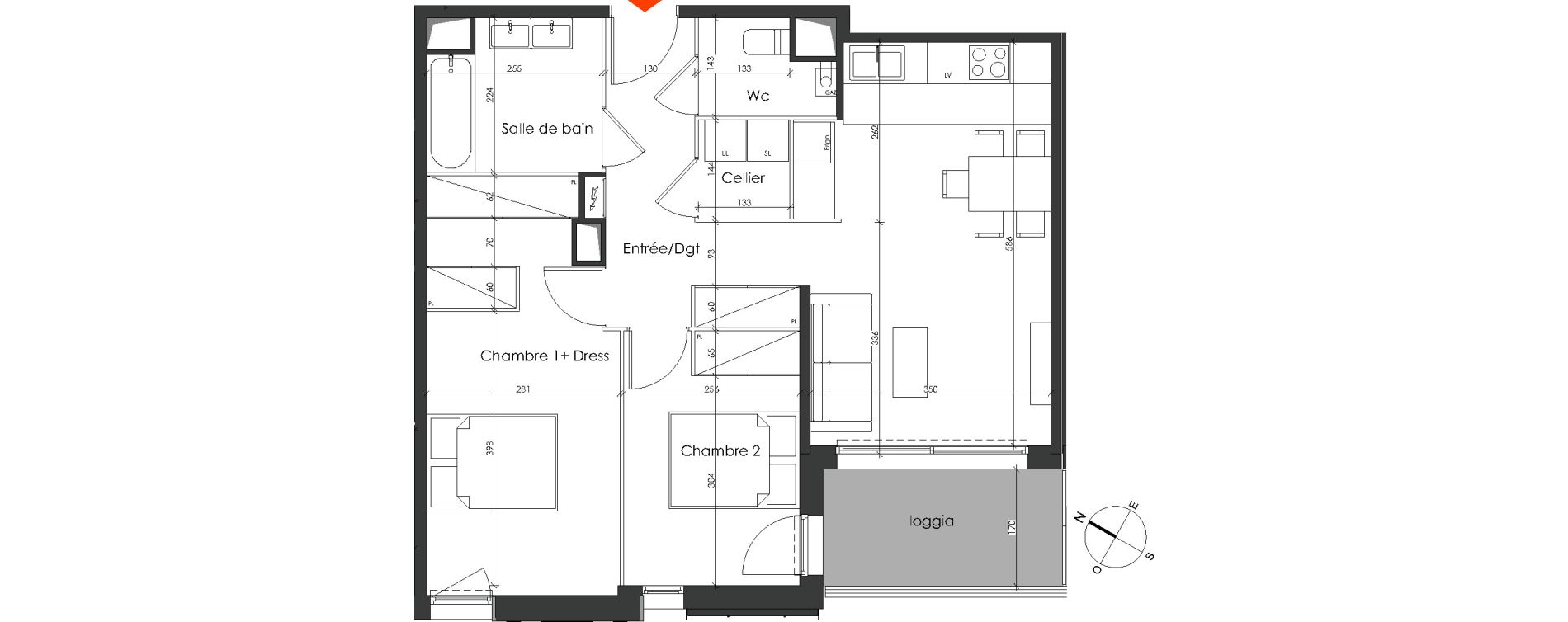 Appartement T3 de 63,69 m2 &agrave; Talence Medoquine