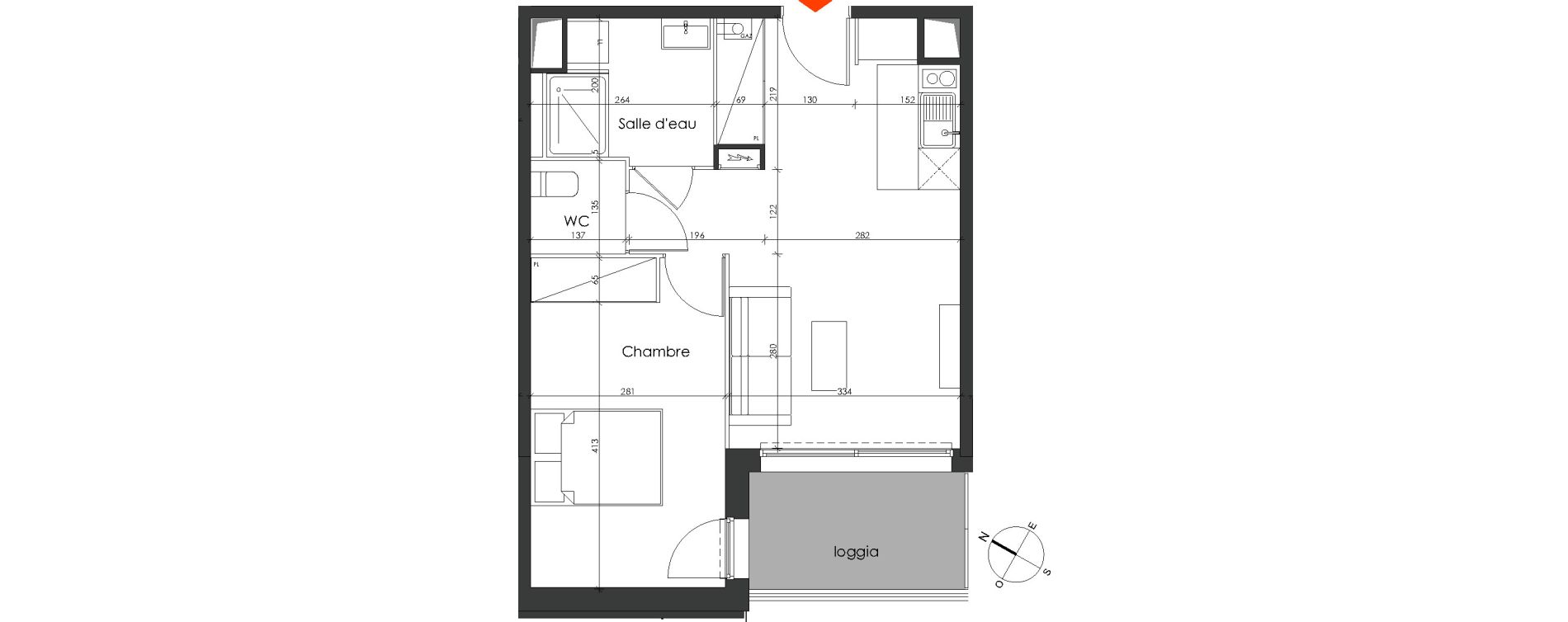 Appartement T2 de 42,12 m2 &agrave; Talence Medoquine