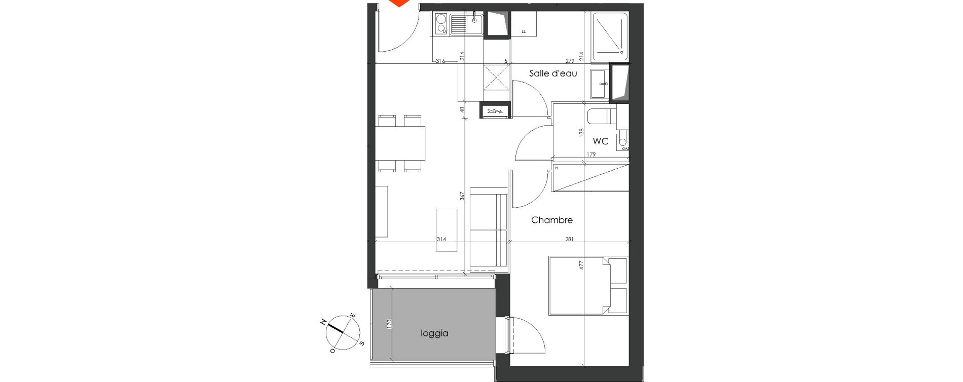Appartement T2 de 41,62 m2 &agrave; Talence Medoquine